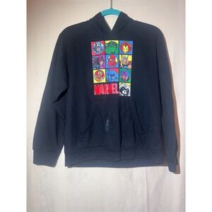 Marvel Hero's Youth Hoodie Size L Black Red Graphic Pullover A8